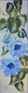 Blaue Blumen, Öl, 20x60cm