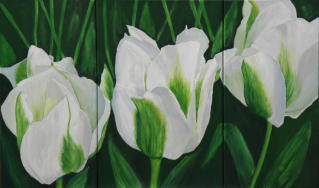 Weiße Tulpen, Acryl, 30/40/30x60cm